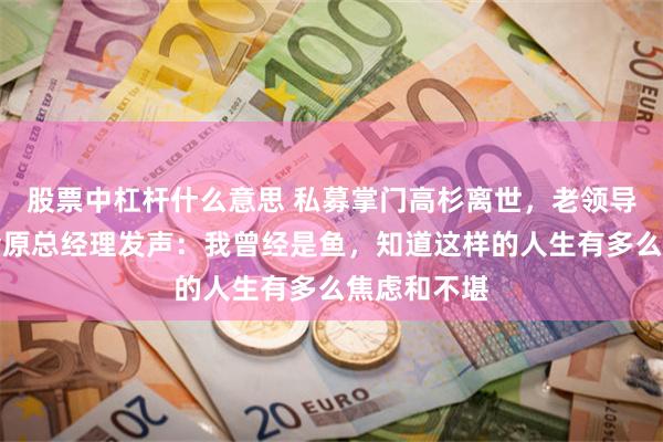 股票中杠杆什么意思 私募掌门高杉离世，老领导、泰信基金原总经理发声：我曾经是鱼，知道这样的人生有多么焦虑和不堪