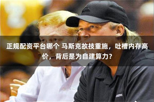 正规配资平台哪个 马斯克故技重施，吐槽内存高价，背后是为自建算力？